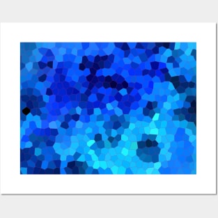 Ocean Blue Mosaic Pattern Posters and Art